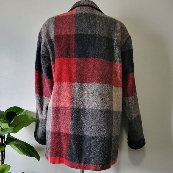 EXCELLENT USED FRENCH COUNTRY EXPRESS PLAID WOOL BLEND LAPEL JACKET COAT SIZE S - Picture 3 of 16